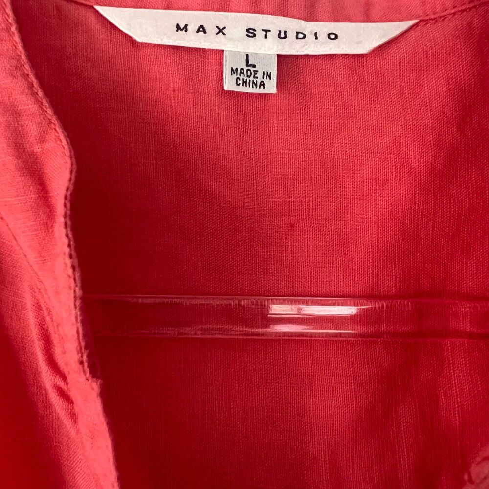 Max Studio Linen Blend Sleeveless Button Front Top Salmon Pink Women’s Large - Picture 3 of 4